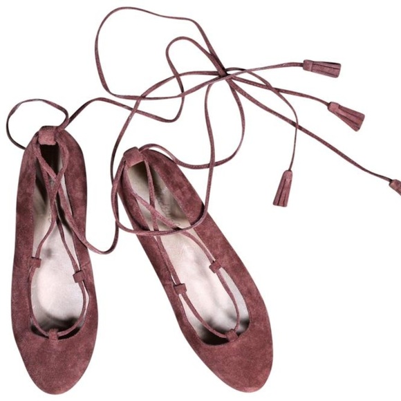 Madewell Suede Lace-Up Flats - Picture 1 of 7